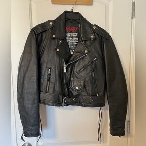 348. Vintage L.A. Roxx Leather Motorcycle Jacket Size XL